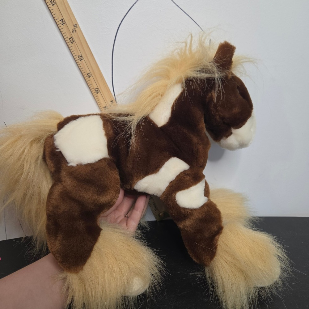 Animal Alley Toys R Us Brown White Pinto Horse Plush Feathered Hooves 13 inch